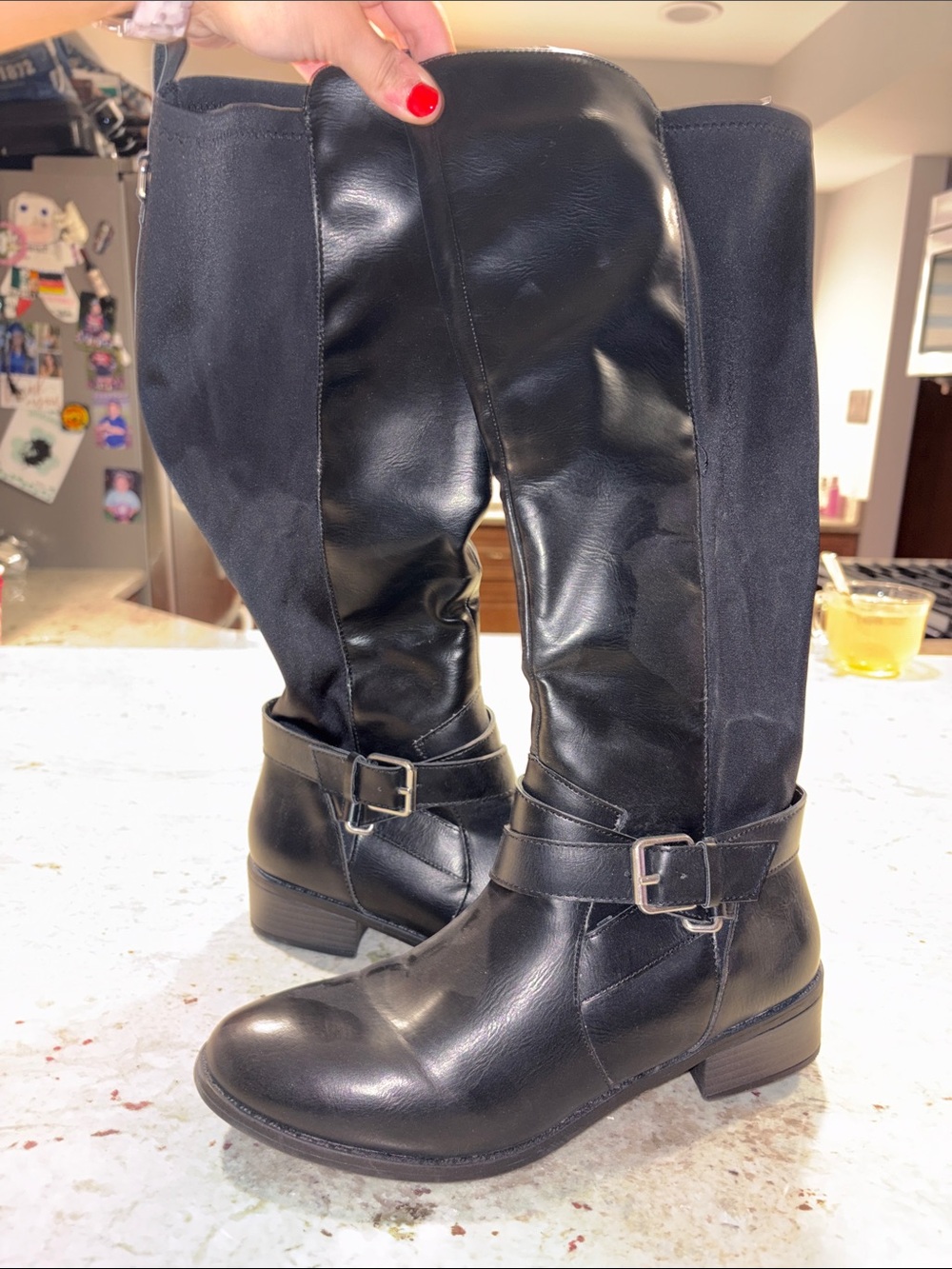 Rampage Black Over-the-Knee Buckle Riding Boots